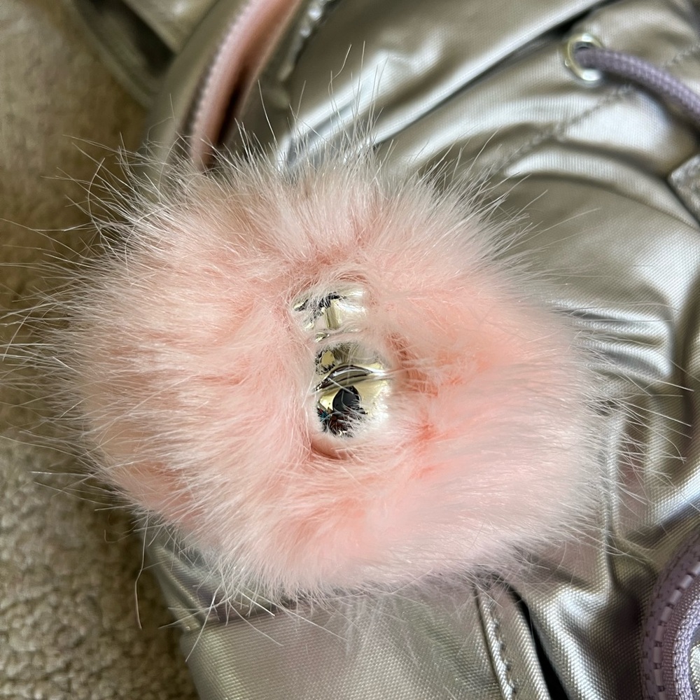 Kipling City Metallic Silver and Pink Backpack - Picture 4 of 5